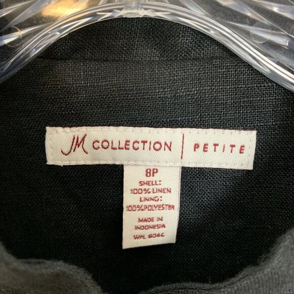 JM Collection Womens Linen Jacket 8 Petite NEW Black Floral Embroidered Shacket - Picture 2 of 15